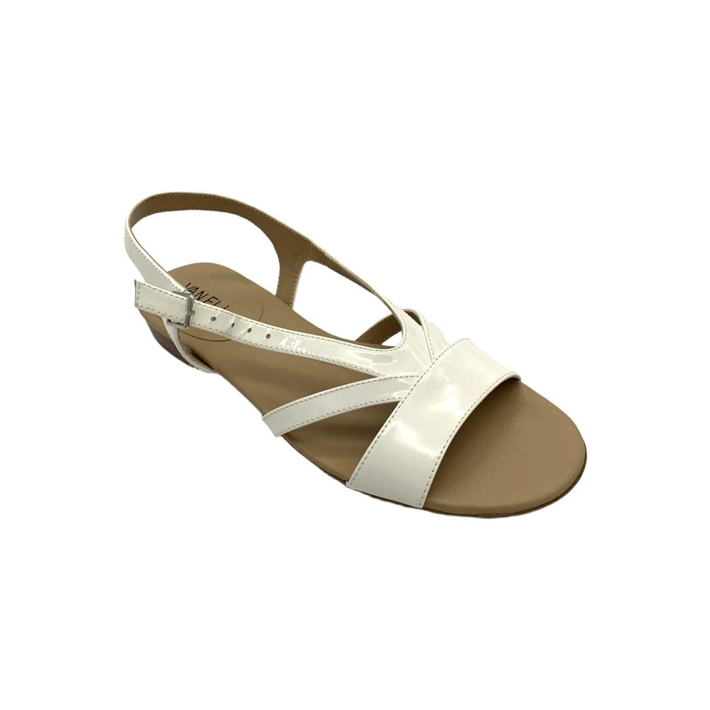 Vaneli Women's Byrd Slingback Leather Sandals White - Narrow